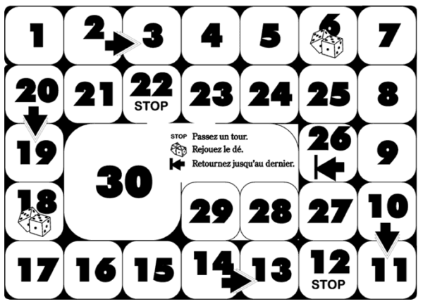 Simple jeu de l’oie avec additions jusqu’à 30