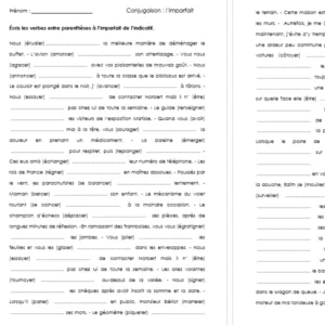 Fiche d'activité – L’imparfait de l’indicatif