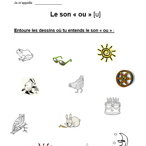 Fiche sur le son [u] (« ou »)