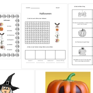 Fiche et étiquettes sur le vocabulaire d'Halloween en allemand