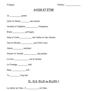 « Être » et « Avoir » et pronoms personnels sujets