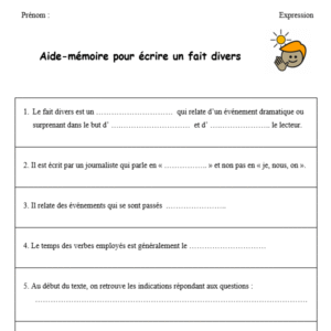 Aide-mémoire pour écrire un fait divers