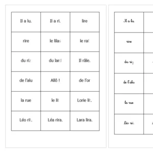 Étiquettes de mots avec les lettres « L » et « R »