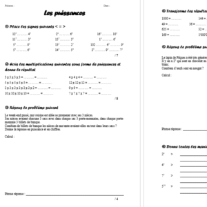 Évaluation sur les puissances