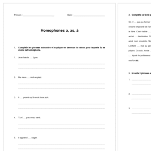 Homophones « a », « as », « à »