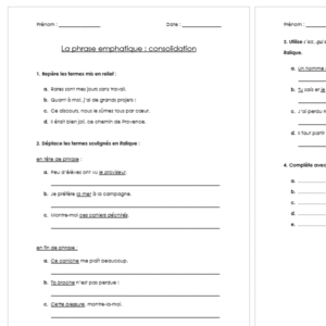La phrase emphatique : Consolidation