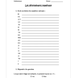 Les déterminants numéraux (écriture des nombres)