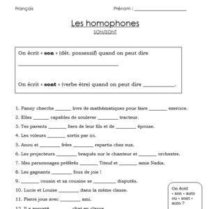 Les homophones « son / sont »