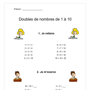 Calculs jumeaux : doubles des nombres de 1 à 10