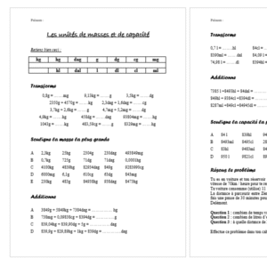 Les unités de masse et de capacité