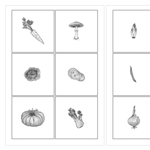 Memory Fruits et Légumes en noir et blanc