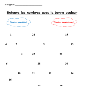 Distinguer les nombres pairs et impairs