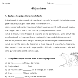 Prépositions : repérer et choisir des prépositions