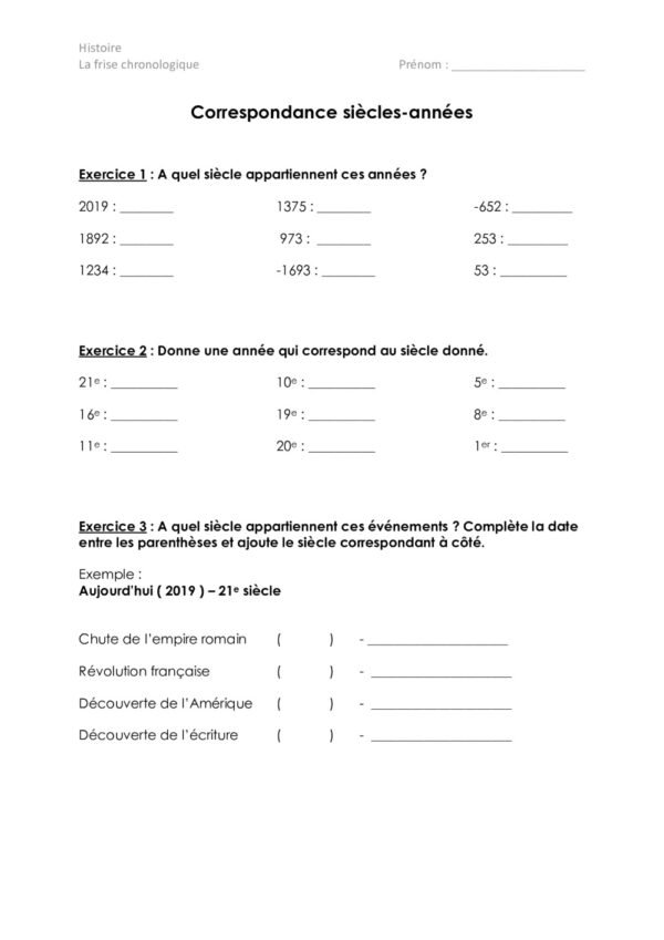 Fiches d'introduction aux chiffres romains, siècles et années – Image 3