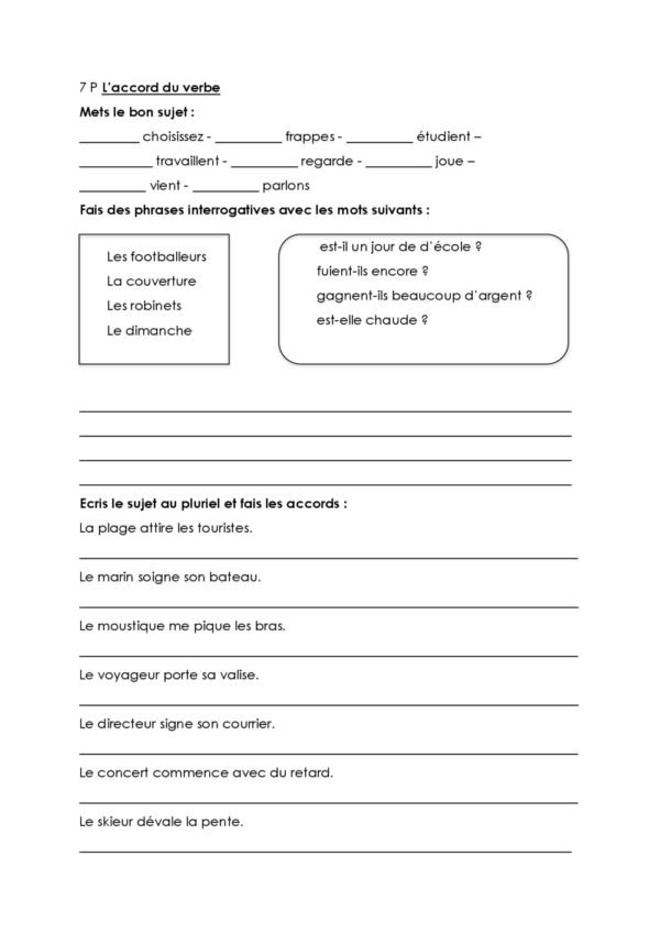 Dossiers d'exercices de conjugaison