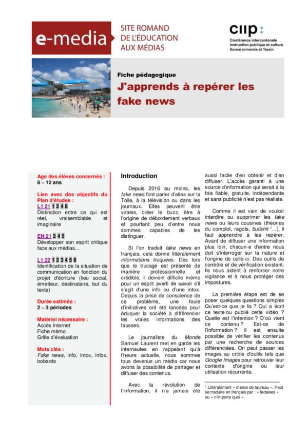 J’apprends à repérer les fake news