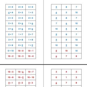 Etiquettes additions-soustractions jusqu'à 20