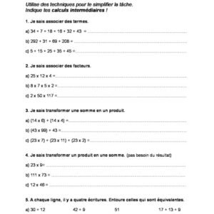 Évaluation sur les opérations avec corrigé