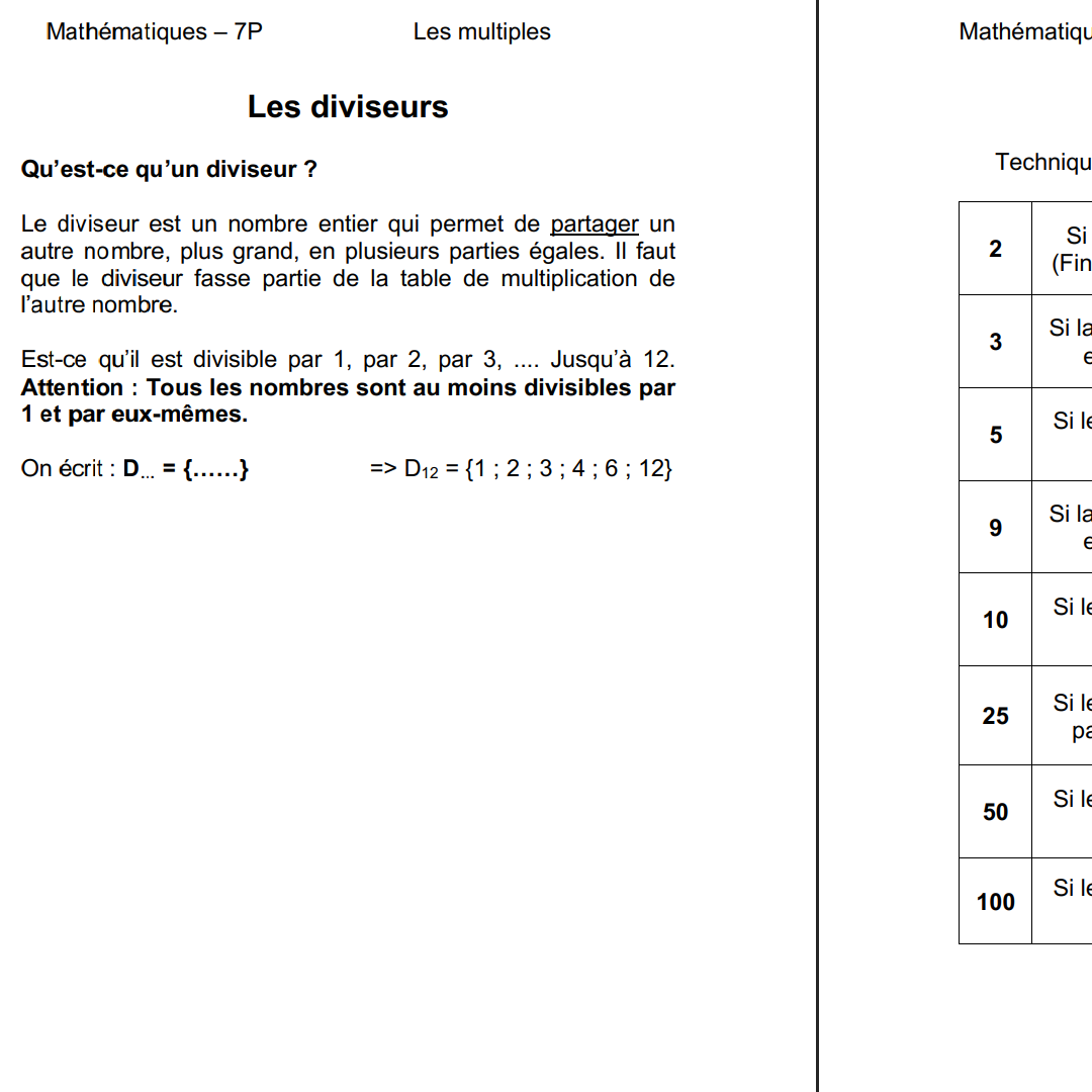 Multiples et diviseurs (théorie et exercices) – Image 3